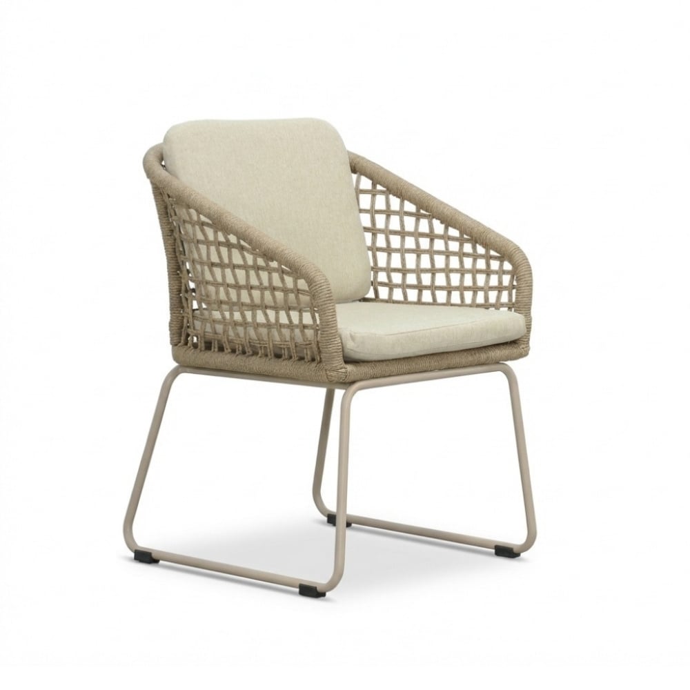 Tulum dining tuinstoel | touw + aluminium | Sandstone