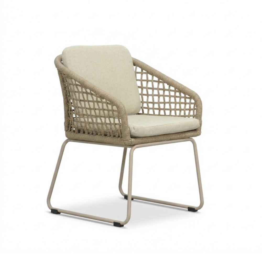 Tulum dining tuinstoel | touw + aluminium | Sandstone