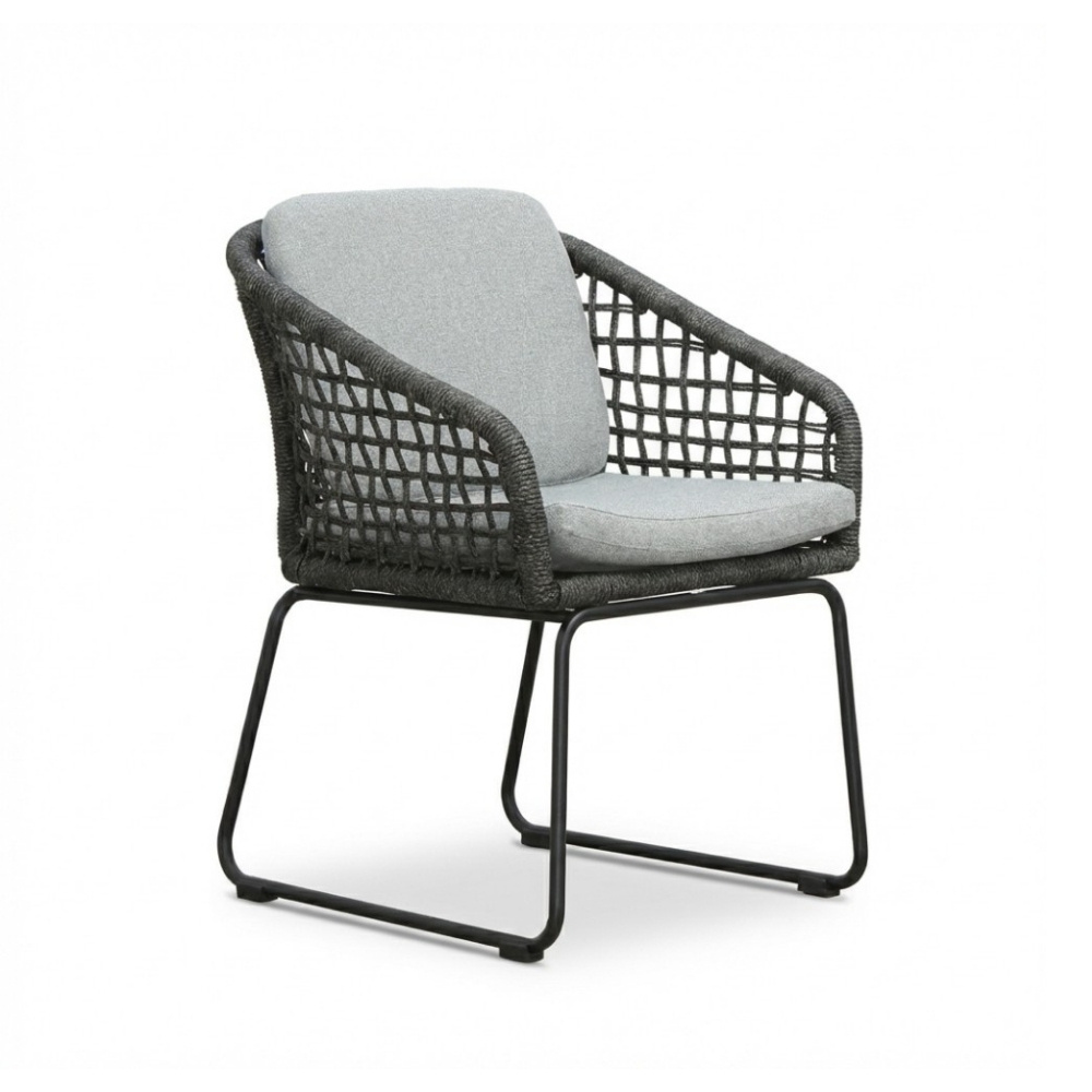 Tulum dining tuinstoel | touw + aluminium | Stone Grey