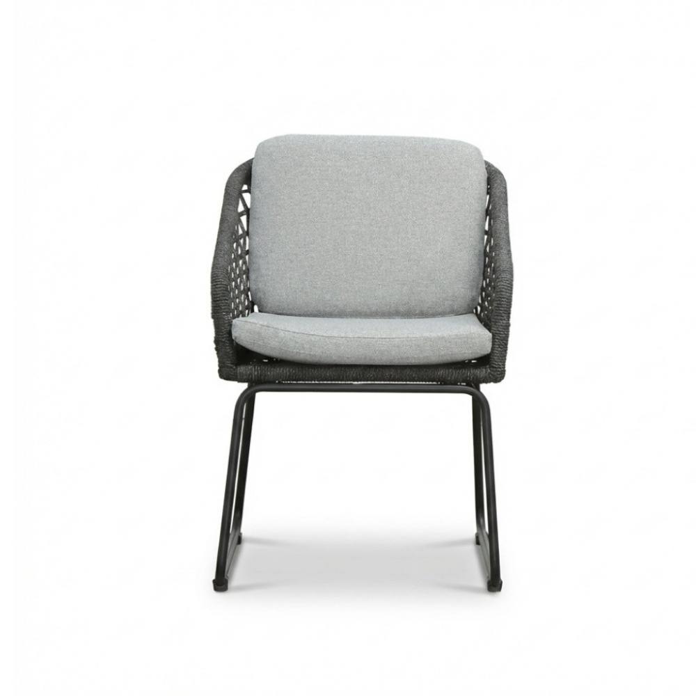 Tulum dining tuinstoel | touw + aluminium | Stone Grey