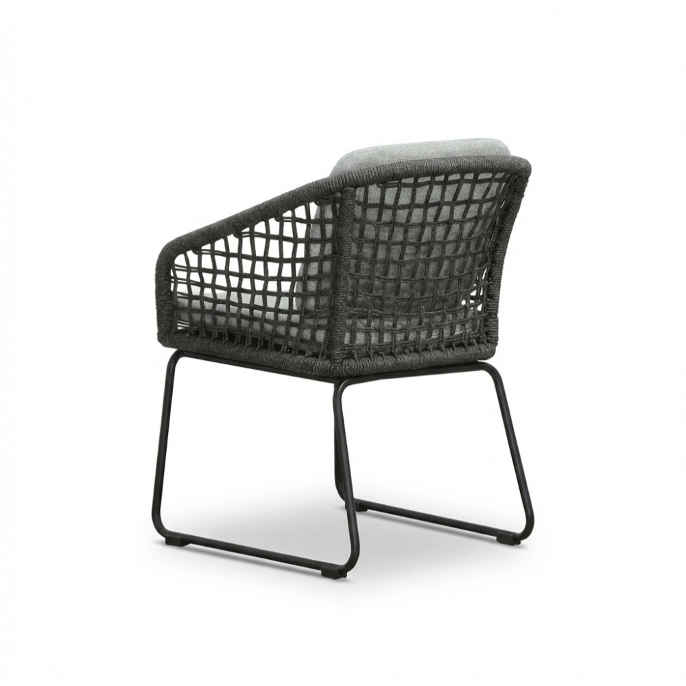 Tulum dining tuinstoel | touw + aluminium | Stone Grey