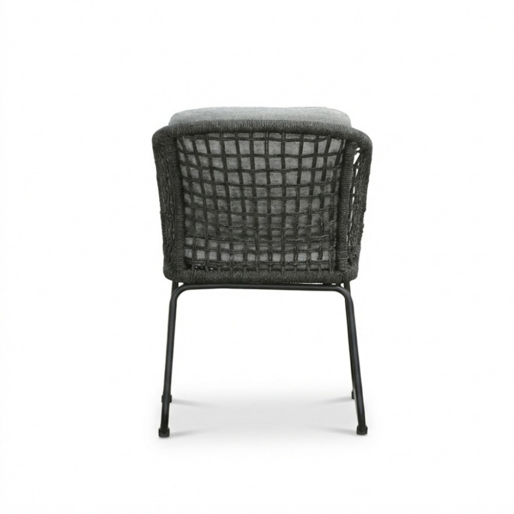 Tulum dining tuinstoel | touw + aluminium | Stone Grey
