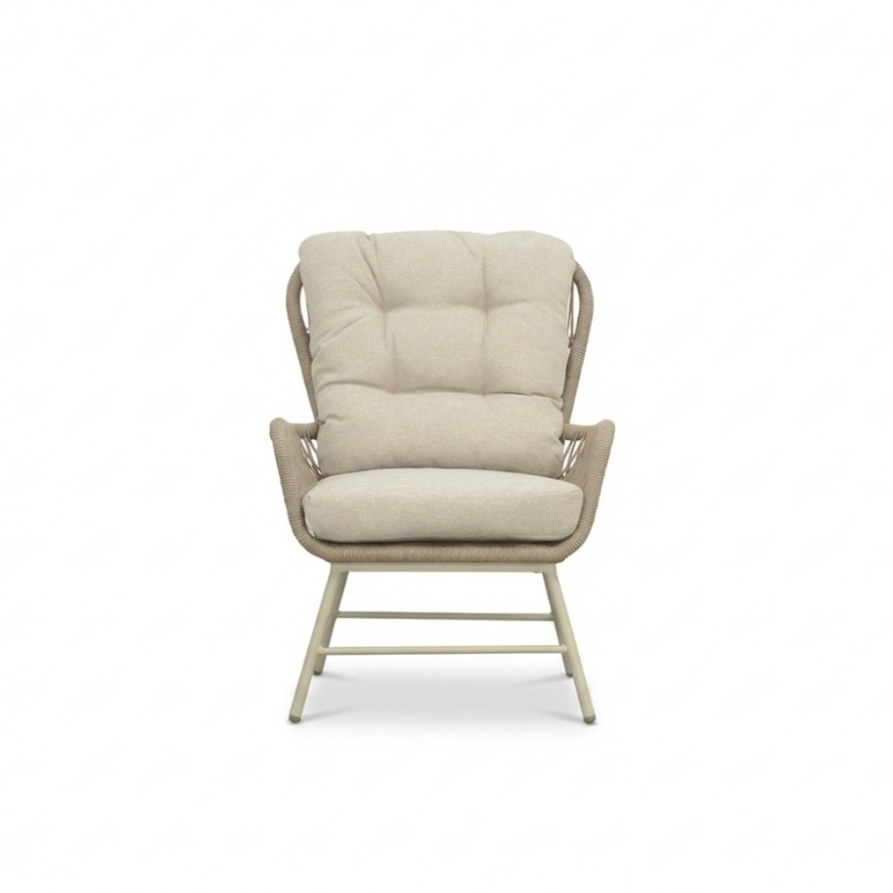 Dex loungestoel | touw + aluminium | Almond Beige