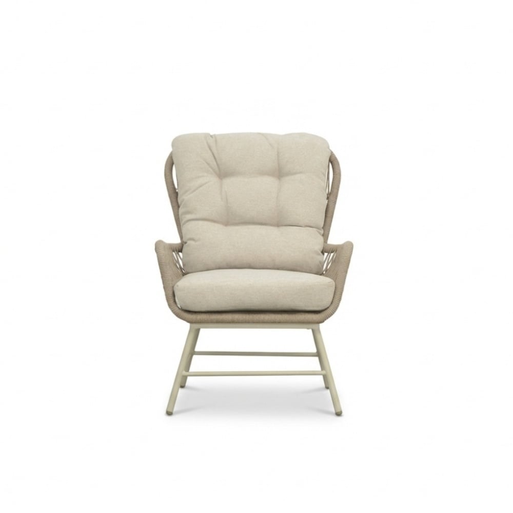 Dex loungestoel incl. voetenbank | touw + aluminium | Almond Beige