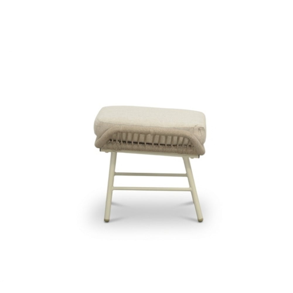 Dex loungestoel incl. voetenbank | touw + aluminium | Almond Beige