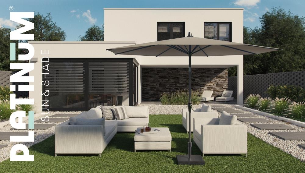 Riva stokparasol Light grey | Ø250cm rond