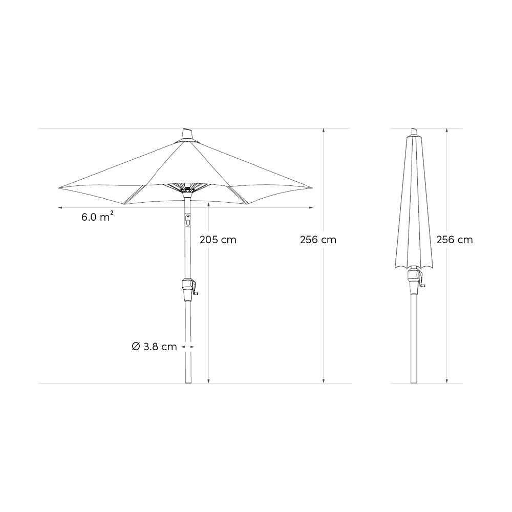 Riva stokparasol antraciet | 300x200cm