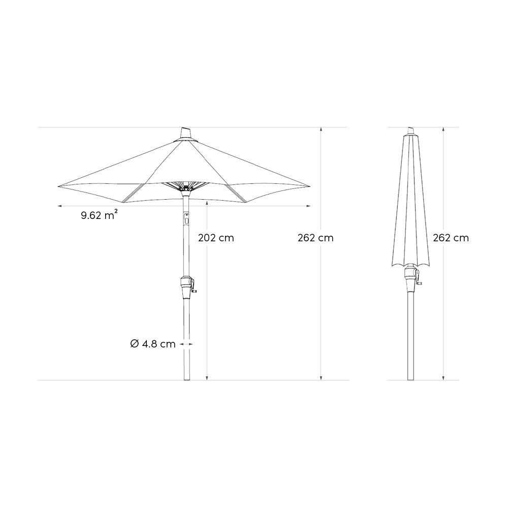 Riva stokparasol Light grey | Ø350cm rond