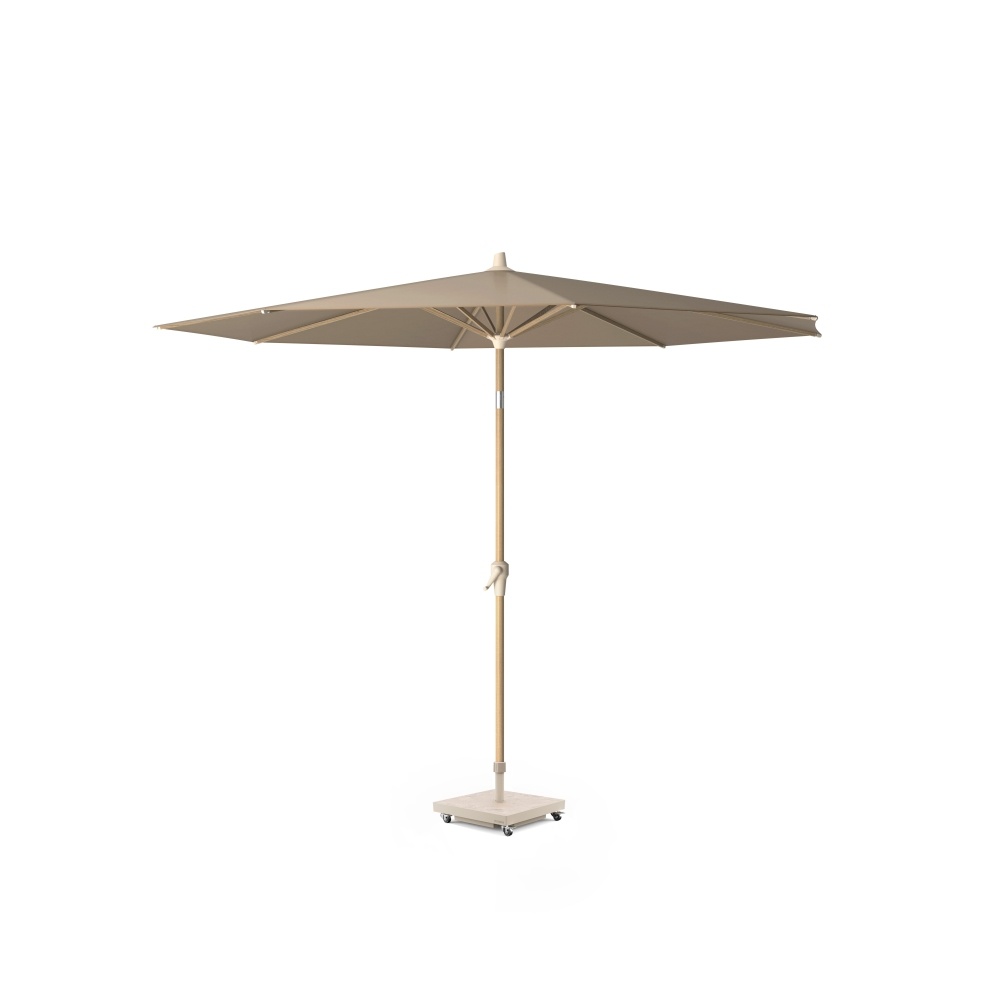 Riva stokparasol taupe/Teak look |Ø300cm rond afbeelding