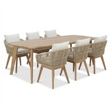 Rixos/Bella zand dining tuinset | 6 personen | hardhout + touw | 220cm