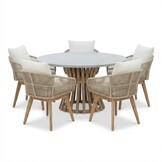 Elzas/Bella zand dining tuinset | 4 personen | polystone + touw | 135cm rond