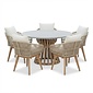 BUITEN living Elzas/Bella zand dining tuinset | 4 personen | polystone + touw | 135cm rond