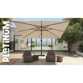 Challenger T¹ zweefparasol - premium doek | 400x300cm | Faded Black/Teak look