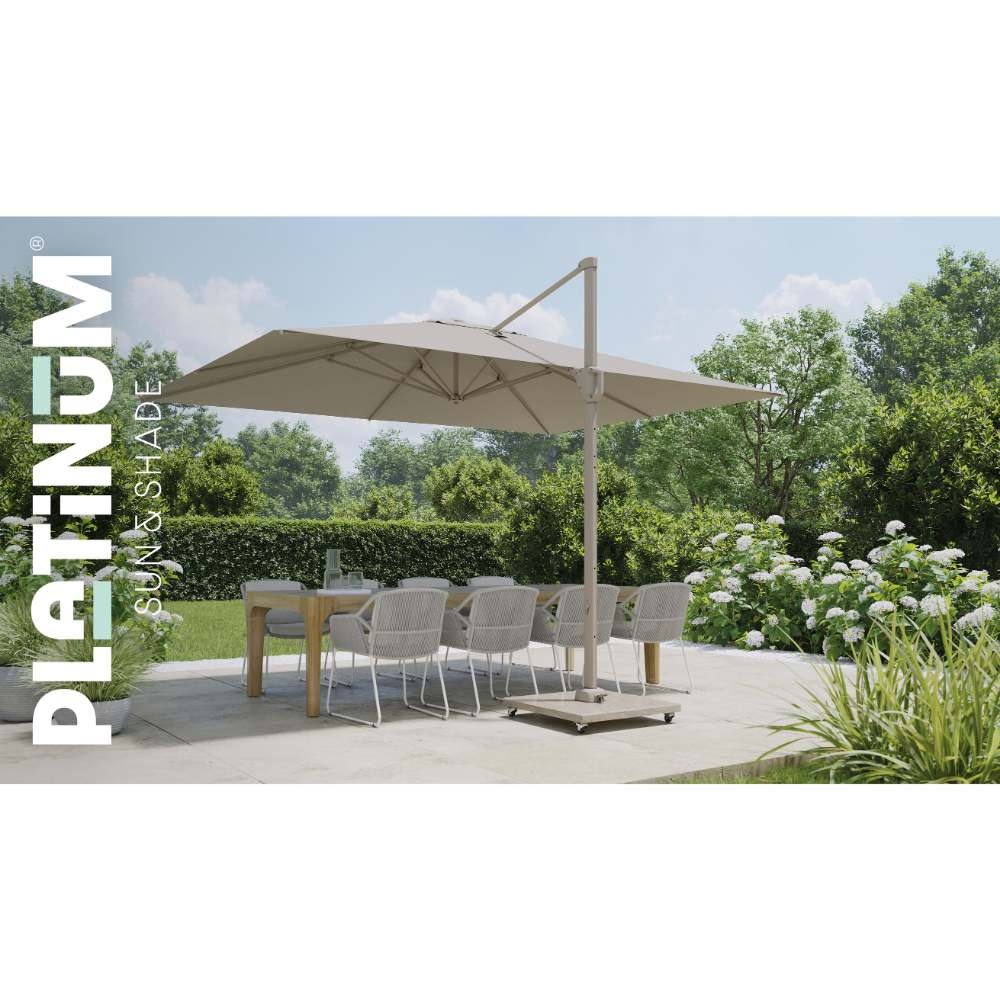 Challenger T¹ zweefparasol - premium doek | 400x300cm | Champagne/Sandstone