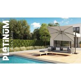 Challenger T² zweefparasol - premium doek | Ø350cm rond | Champagne/Teak look