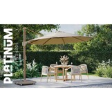 Challenger T² zweefparasol - premium doek | Ø350cm rond | Champagne/Teak look