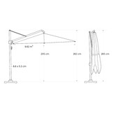 Challenger T² zweefparasol - premium doek | Ø350cm rond | Champagne/Teak look