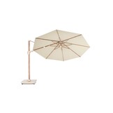 Challenger T² zweefparasol - premium doek | Ø350cm rond | Champagne/Teak look