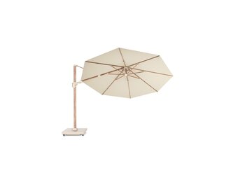 Challenger T² zweefparasol - premium doek | Ø350cm rond | Champagne/Teak look