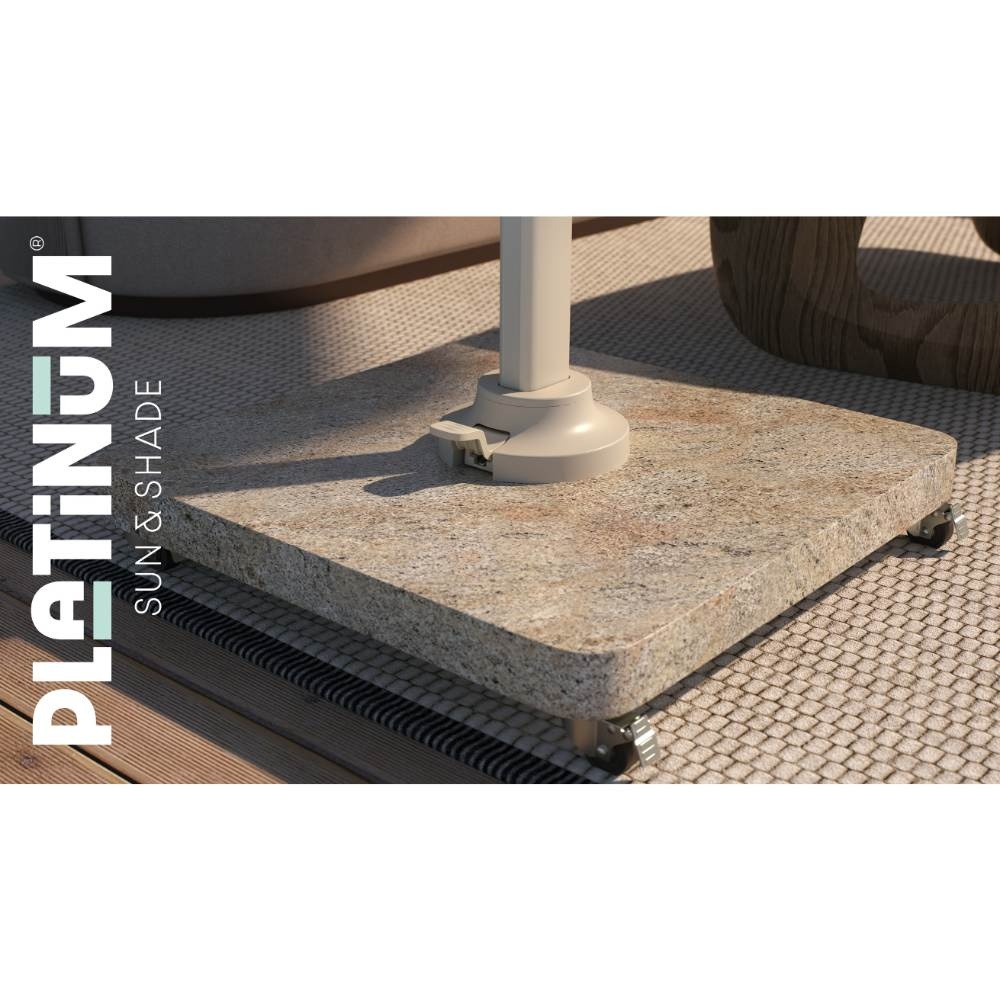 Venezia ronde hoek parasolvoet 120kg met zwenkwielen | graniet | beige