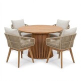 Palau/Bella zand dining tuinset | 4 personen | teakhout + touw | 120cm rond