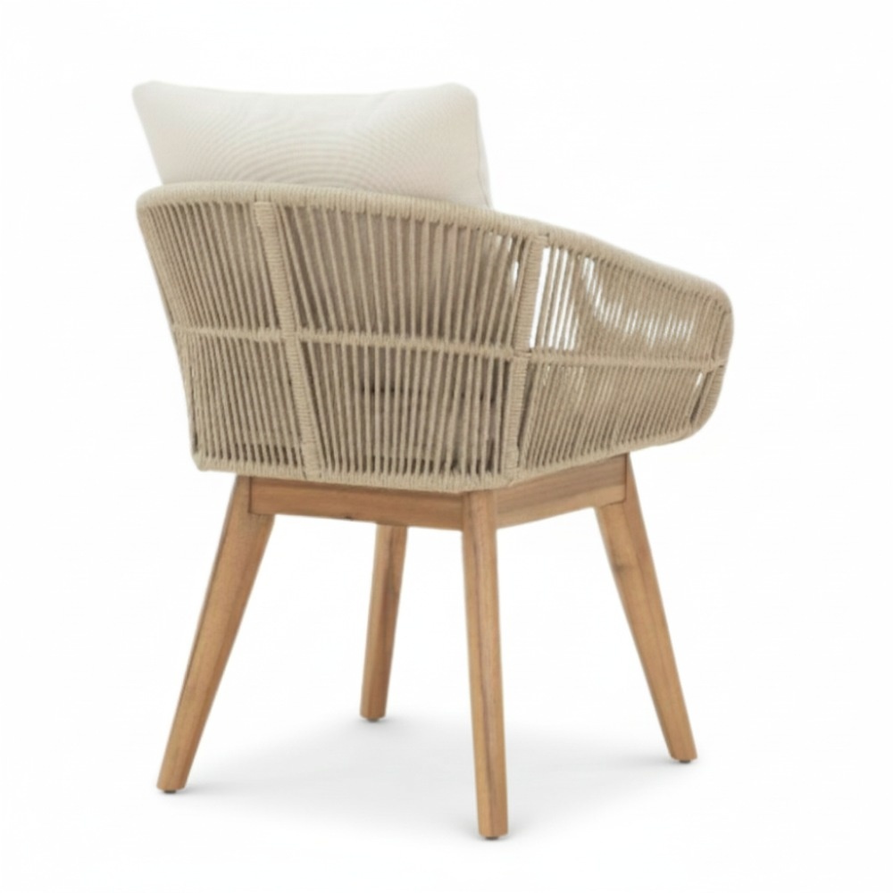 Nancy/Bella zand dining tuinset | 4 personen | polystone + touw | 135cm