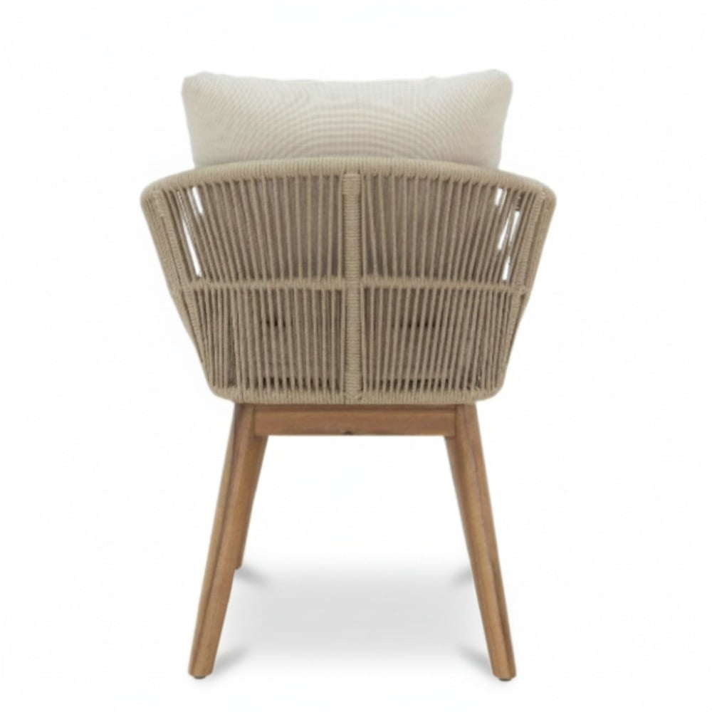 Mees/Bella zand dining tuinset | 6 personen | travertin + touw | 240cm