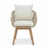 Mees/Bella zand dining tuinset | 6 personen | travertin + touw | 240cm