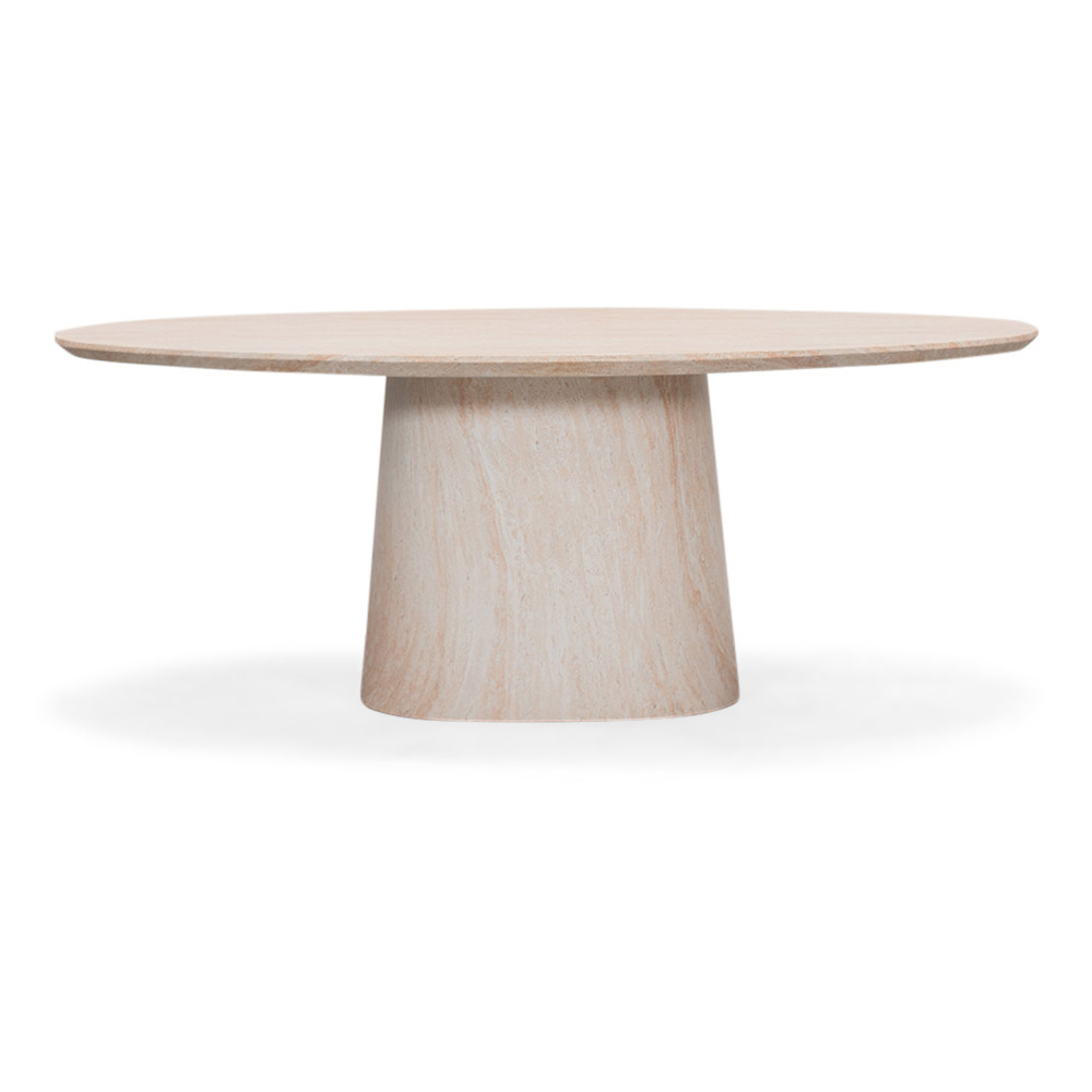 Max/Bella zand dining tuinset | 4 personen | travertin + touw | 200cm ovaal