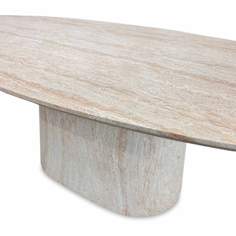 Max/Bella zand dining tuinset | 4 personen | travertin + touw | 200cm ovaal