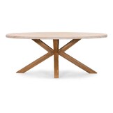 Lorento/Bella zand dining tuinset | 4 personen | travertin + touw | 200cm