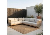 Sienna hoek loungeset 6 personen | touw + hardhout | zand | 4-delig - 296x226cm
