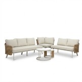 Bologna hoek loungeset 6 personen | wicker + aluminium | beige | 5-delig - 272x214cm