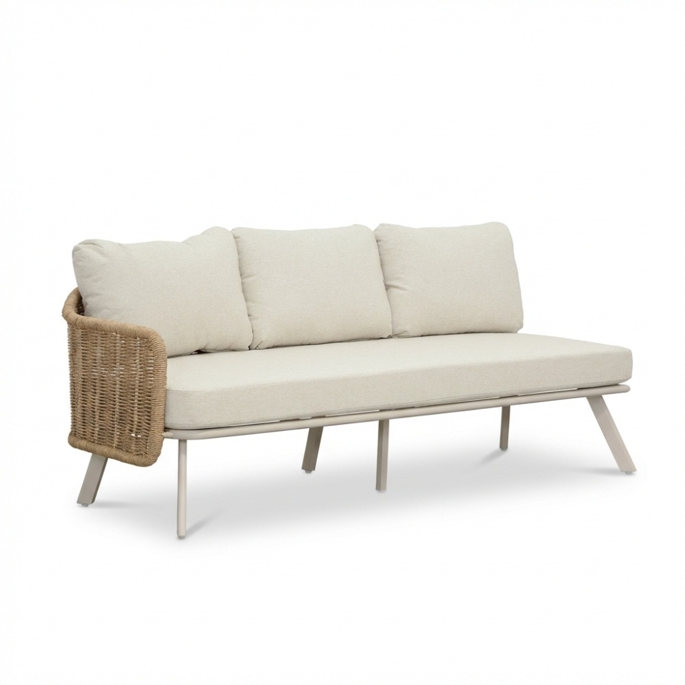 Bologna hoek loungeset 6 personen | wicker + aluminium | beige | 5-delig - 272x214cm