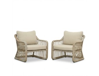 Bruno loungestoel tuin set van 2 | wicker | Mexican Sand