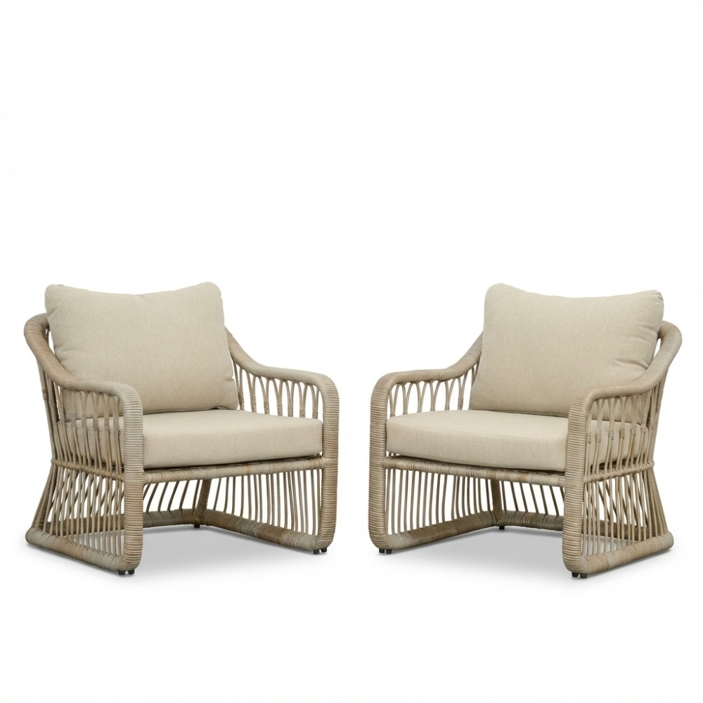 Bruno loungestoel tuin set van 2 | wicker | Mexican Sand afbeelding