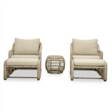 Bruno lounge balkonset 2 personen | wicker + teakhout | Mexican Sand | 5-delig
