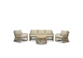 Bruno stoel-bank loungeset 5 personen incl. tafel | wicker | Mexican Sand | 4-delig