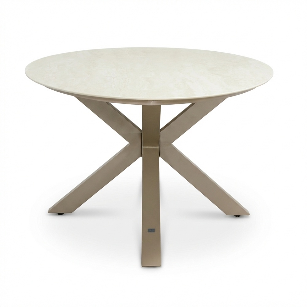 Calma dining tuintafel 8 personen | sintered stone + aluminium | Marble Latte | 280cm ovaal