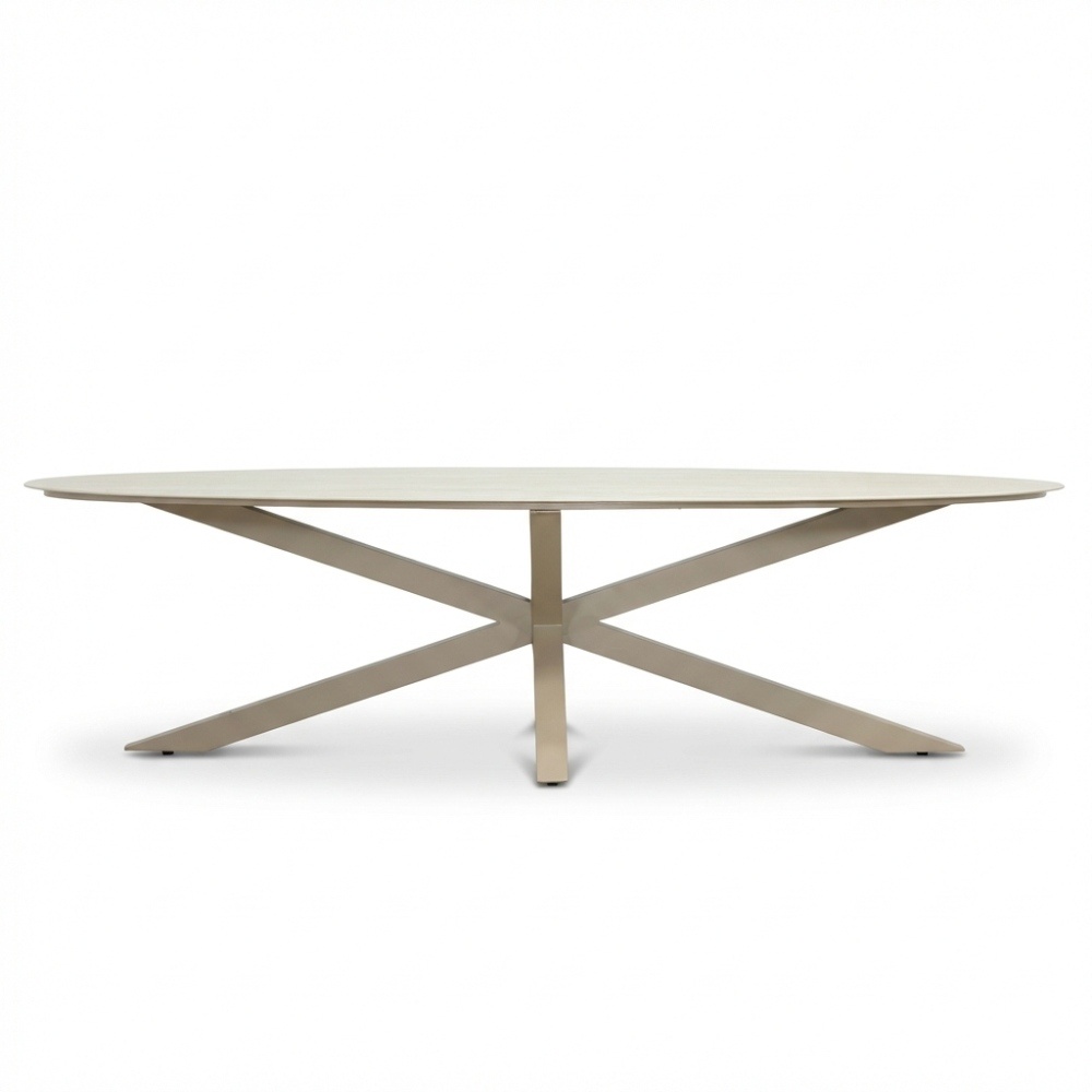 Calma dining tuintafel 8 personen | sintered stone + aluminium | Marble Latte | 280cm ovaal