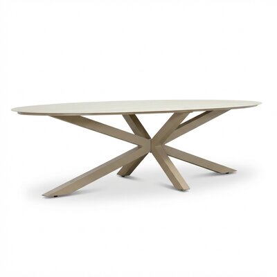 Calma dining tuintafel 8 personen | sintered stone + aluminium | Marble Latte | 280cm ovaal
