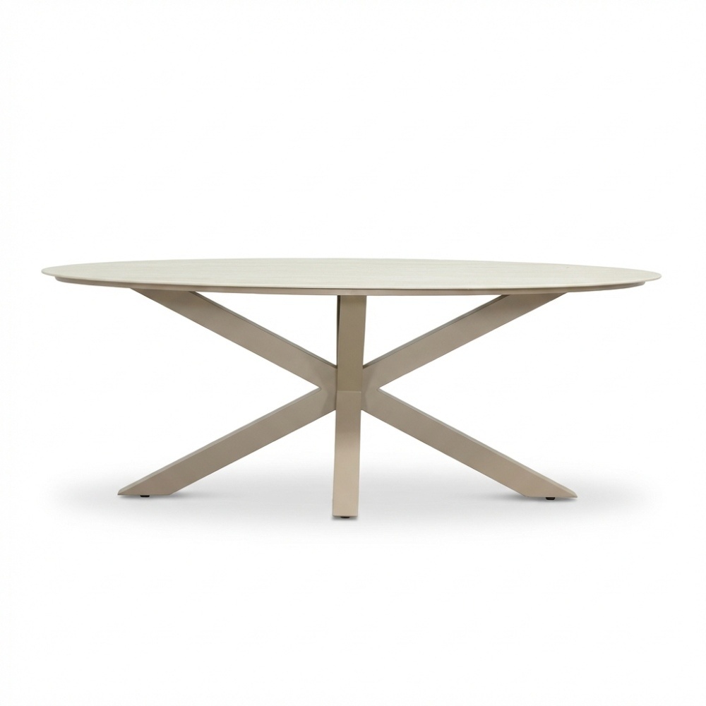 Calma dining tuintafel 4 personen | sintered stone + aluminium | Marble Latte | 200cm ovaal