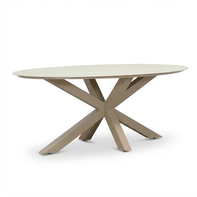 Calma dining tuintafel 4 personen | sintered stone + aluminium | Marble Latte | 200cm ovaal