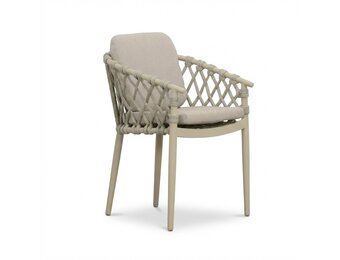 Cleveland dining tuinstoel | aluminium + touw | beige