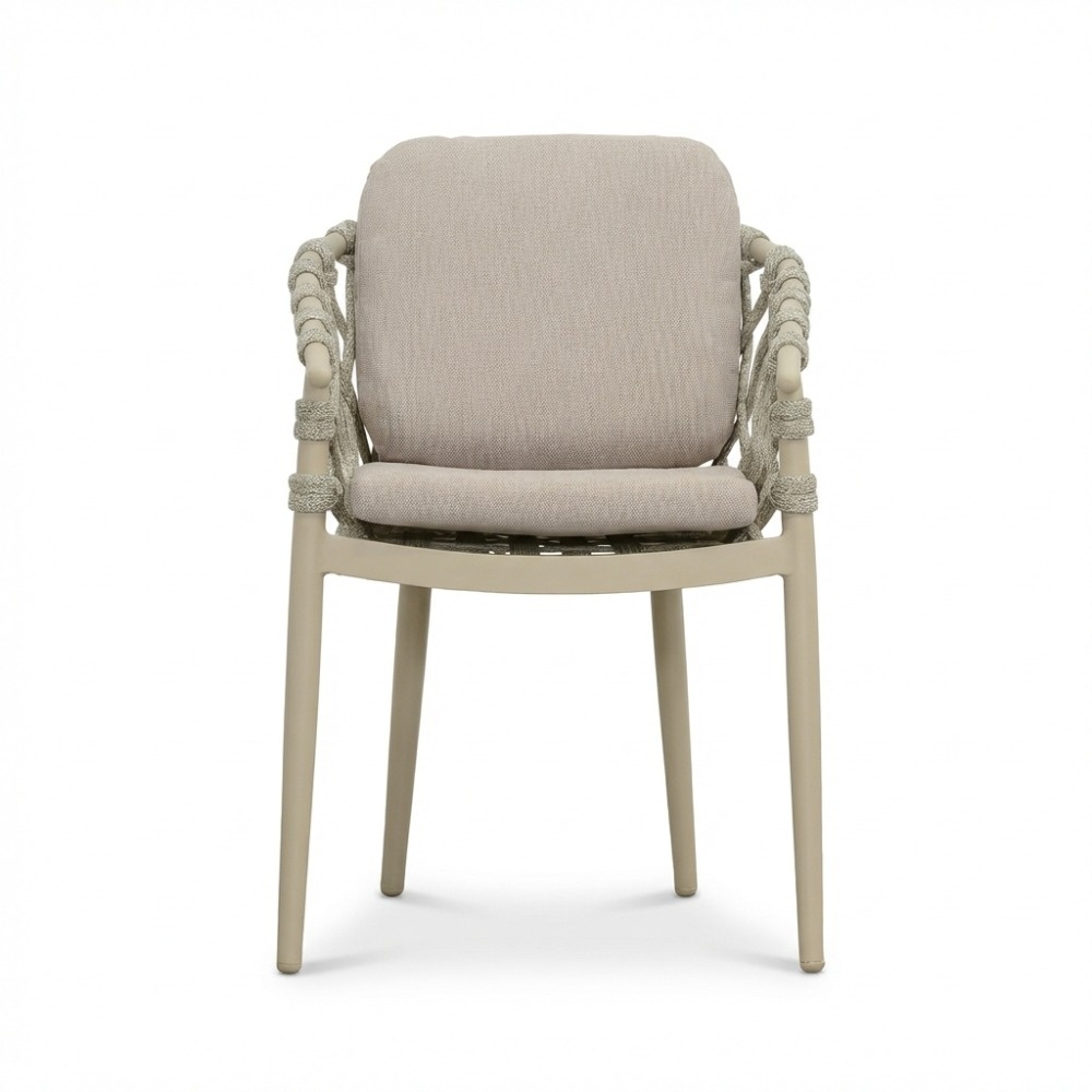 Cleveland dining tuinstoel | aluminium + touw | beige
