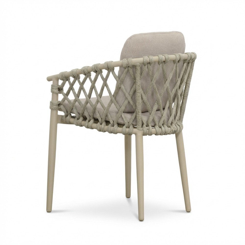 Cleveland dining tuinstoel | aluminium + touw | beige