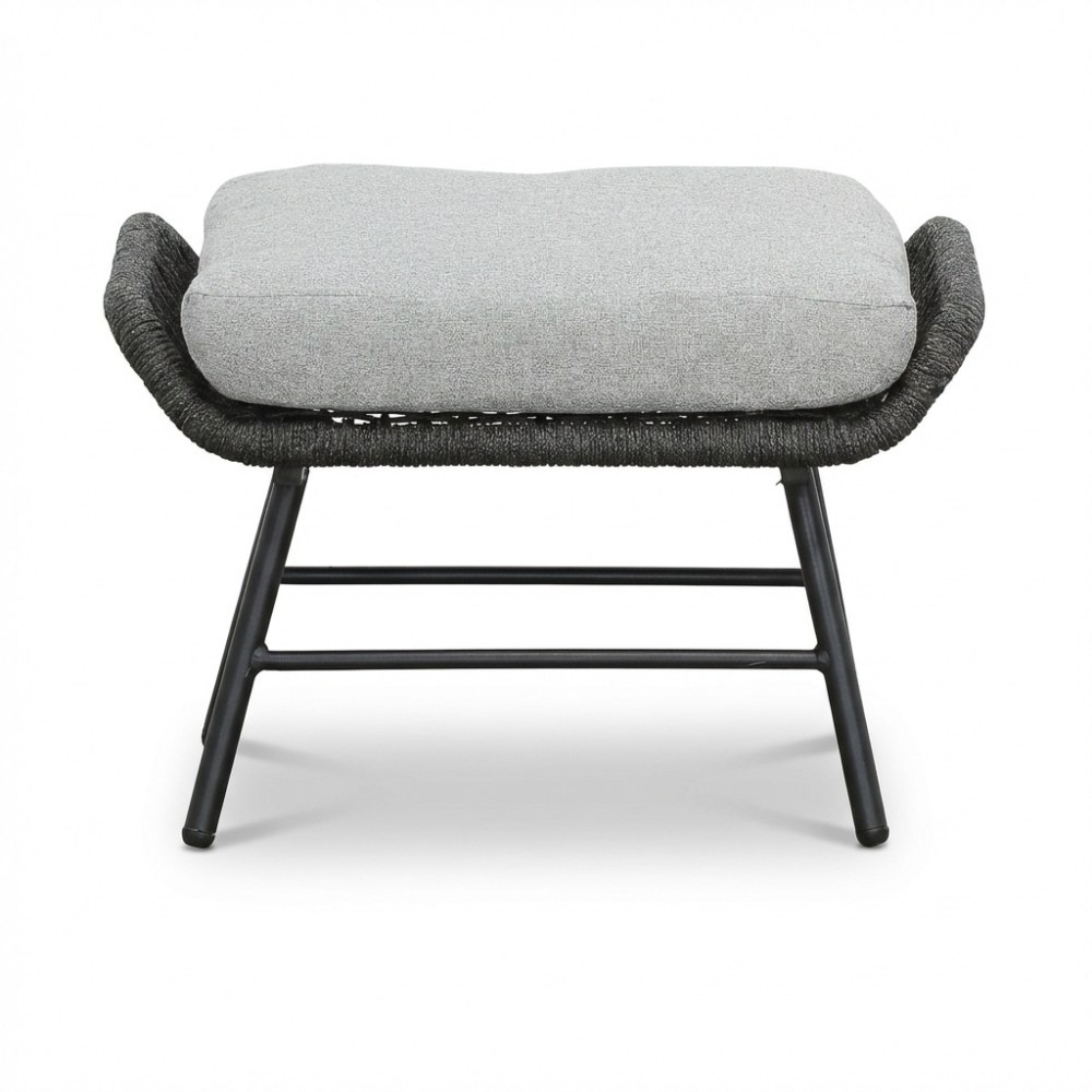 Dex loungestoel incl. voetenbank | touw + aluminium | Stone Grey