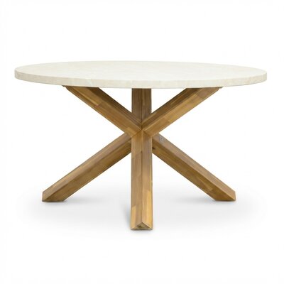 Lucy dining tuintafel 4 personen | polystone + hardhout | Chalk beige | 135cm rond