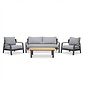 LUX outdoor living Marbella stoel-bank loungeset 4 personen | aluminium + teak | antraciet | 4-delig