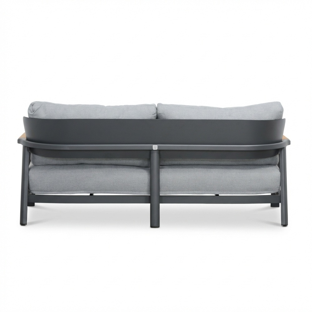 Marbella stoel-bank loungeset 4 personen | aluminium + teak | antraciet | 4-delig